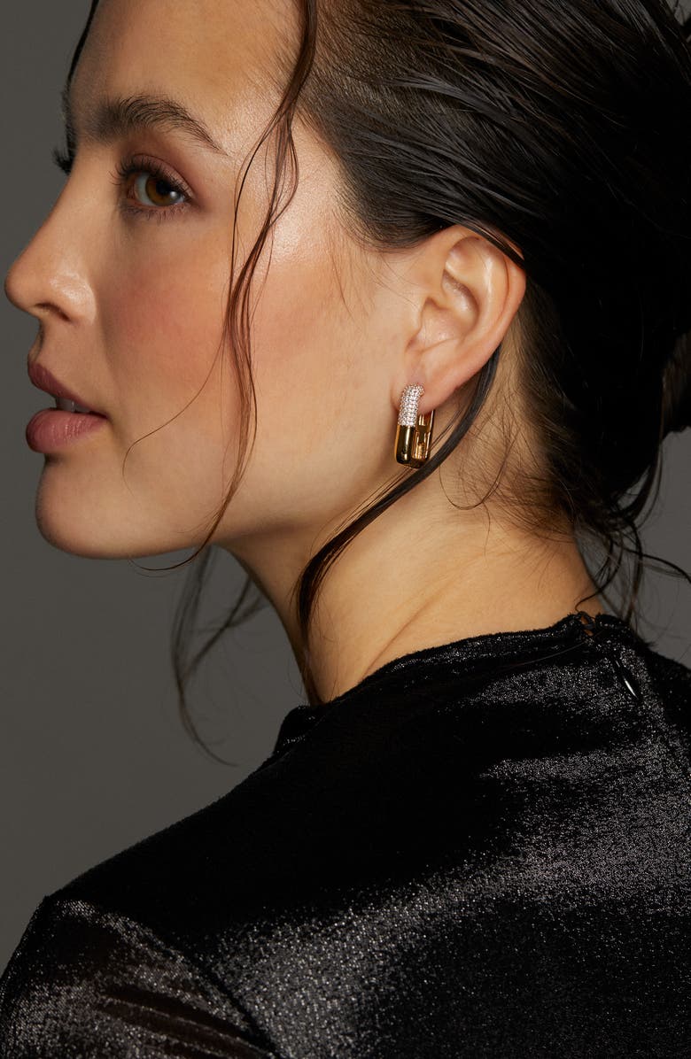 Nadri Alma Pavé Square Hoop Earrings, Alternate, color, Gold