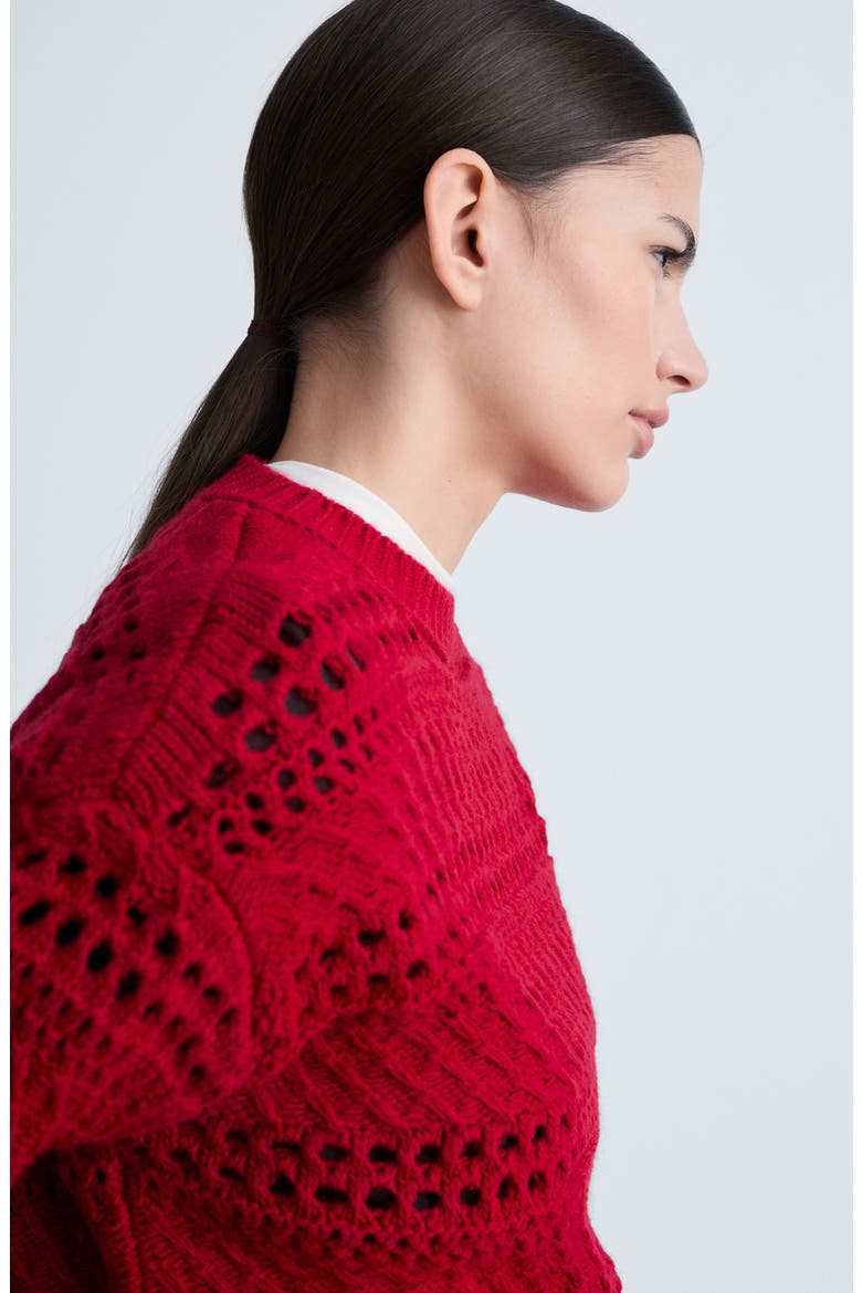 Openwork Sweater, Alternate, color, RED