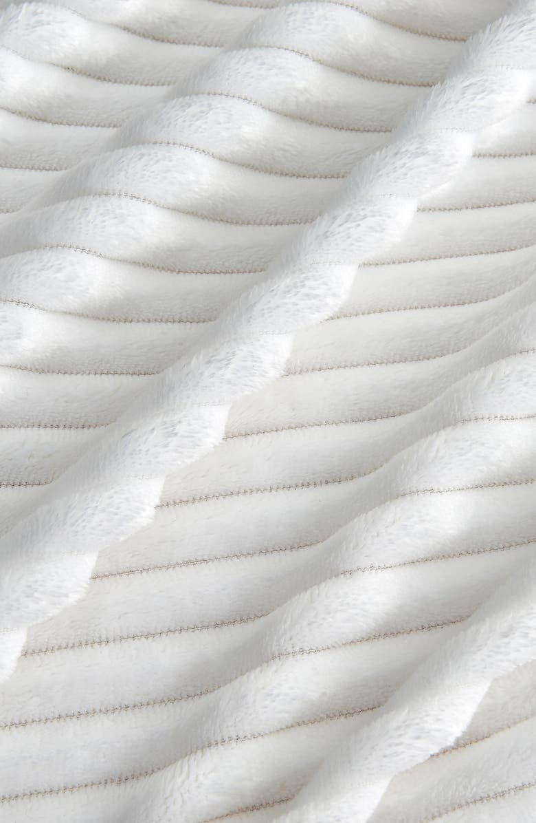 Woven & Weft Plush Ribbed Velvet Reversible Faux Shearling Throw Blanket, Alternate, color, White