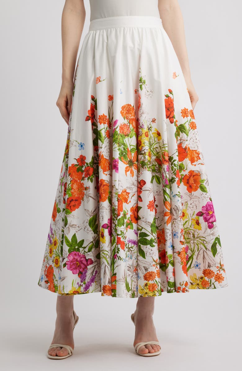 Elie Tahari The Juliana Sky Jardin Floral Print Skirt, Main, color, Sky Jardin Print