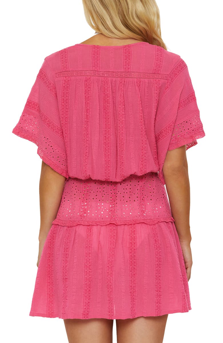 Isabella Rose Siena Eyelet Embroidered Cover-Up Tunic, Alternate, color, Rouge