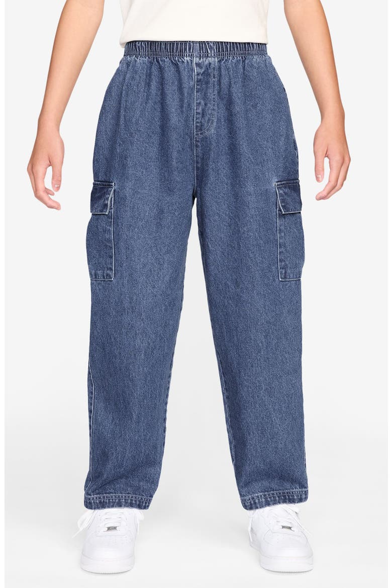 Kids' Denim Cargo Pants, Main, color, 461 MYSTIC NAVY/COASTAL BLUE