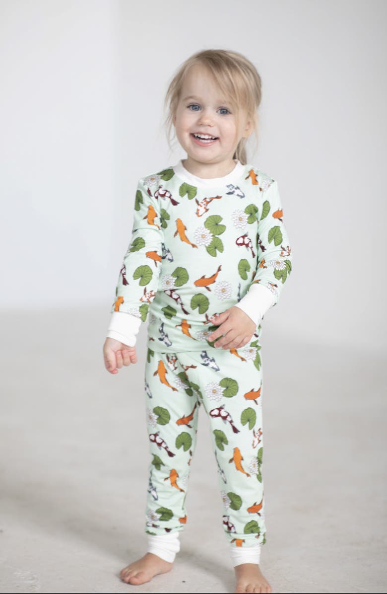 Peregrine Kidswear Koi Pond Print Fitted Two-Piece Pajamas, Alternate, color, 