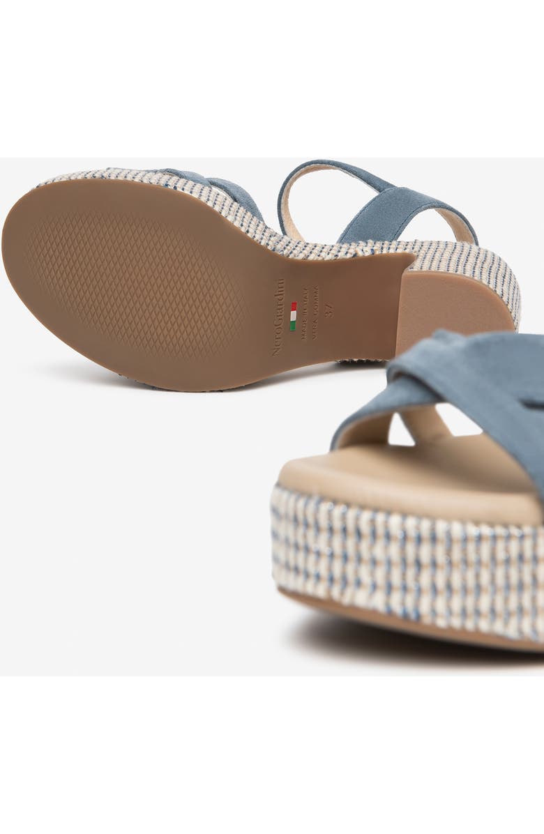 NeroGiardini Ankle Strap Platform Sandal, Alternate, color, Denim