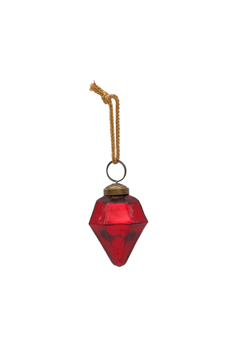 Glass Diamond Cut Multi Christmas Tree Ornament Set of 5, Alternate, color, Blue