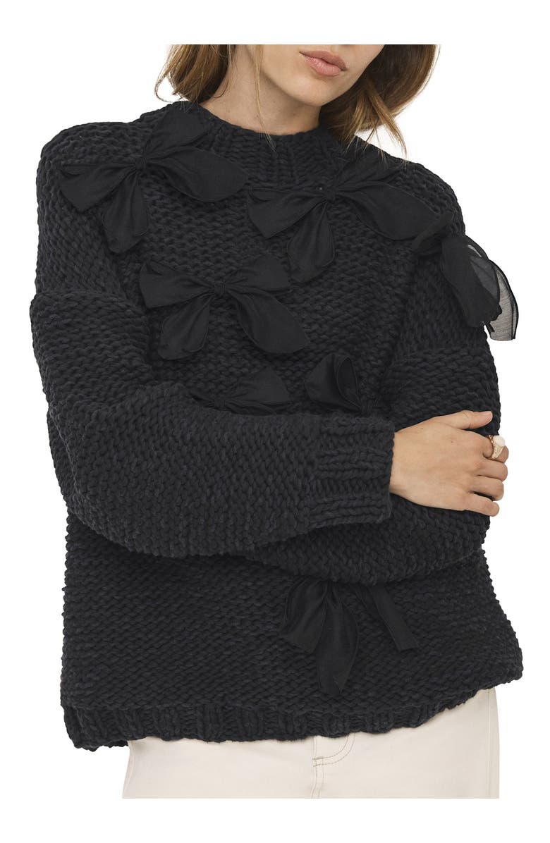 MINT VELVET Bow Detail Sweater, Alternate, color, Navy