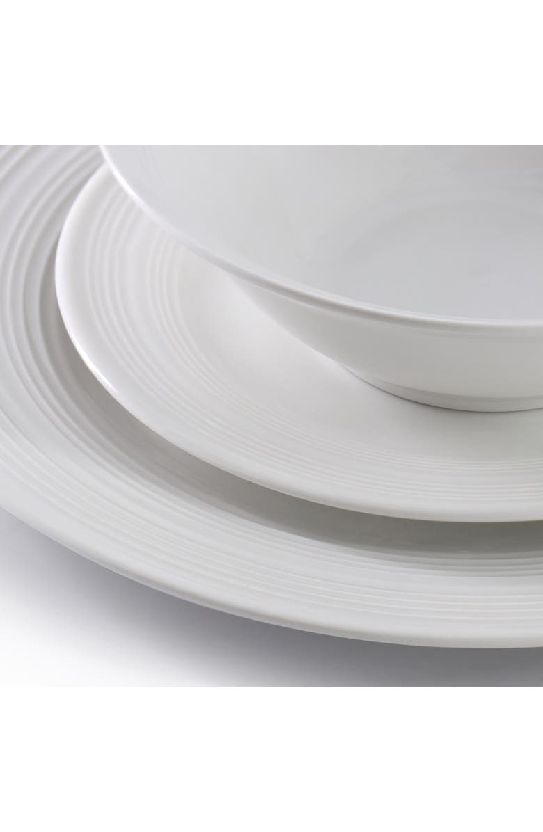 Gibson Home Everyday Embossed 12 Piece Round Ceramic Dinnerware Set, Alternate, color, White