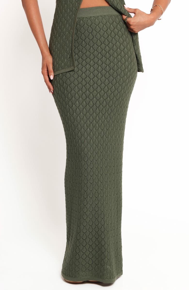 Petal & Pup Asplie Pointelle Maxi Skirt, Main, color, Olive