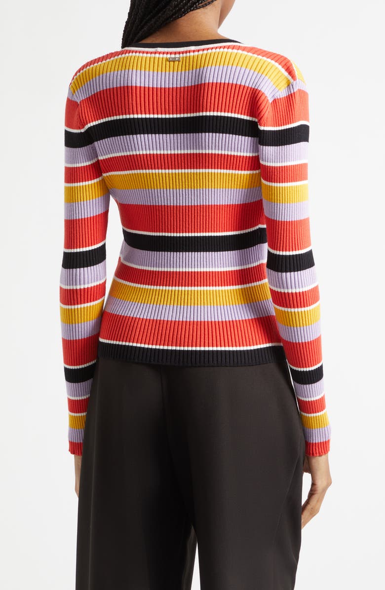 Toccin Greta Stripe Ribbed Button Front Cardigan, Alternate, color, 