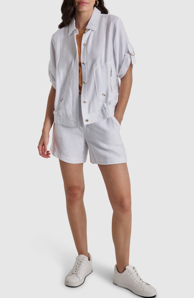 DKNY Roll Tab Front Button Jacket, Alternate, color, 