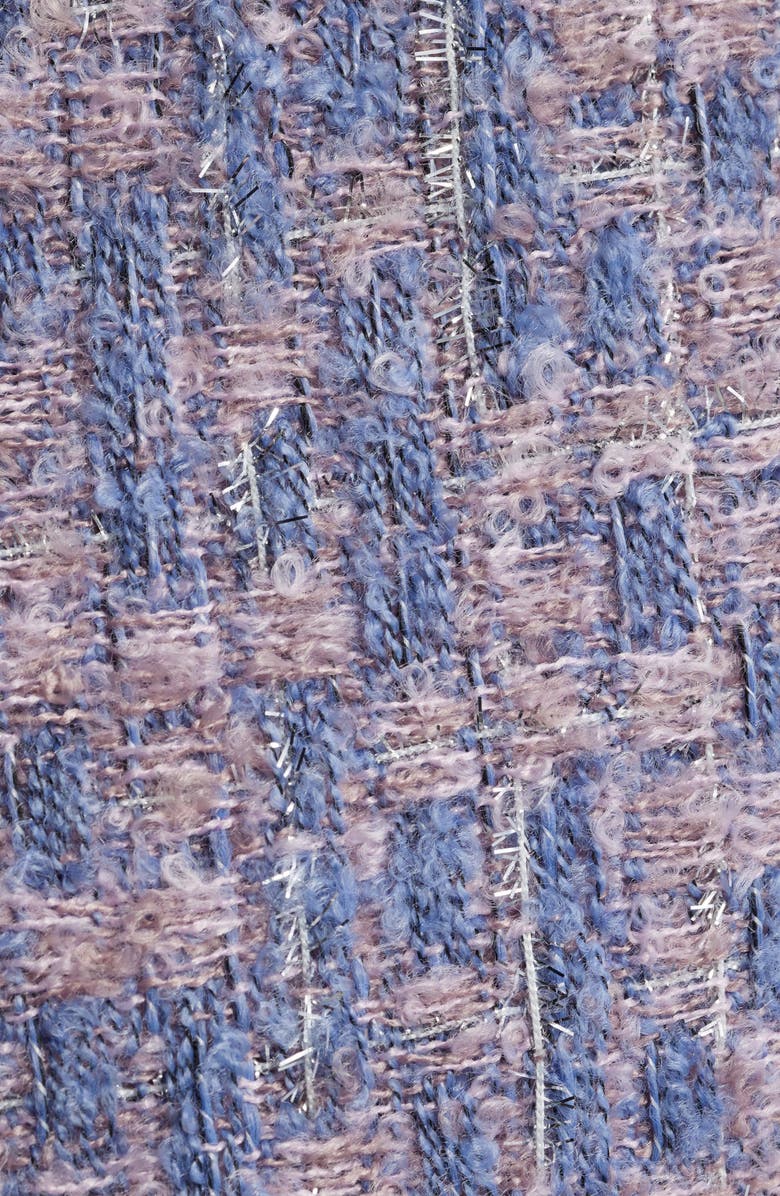 Tahari ASL Metallic Faux Double Breasted Tweed Jacket, Alternate, color, Blue Rose Silver