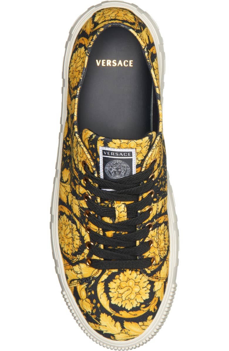 Versace Greca Barocco Print Low Top Sneaker, Alternate, color, Black Gold Black-Versace Gold