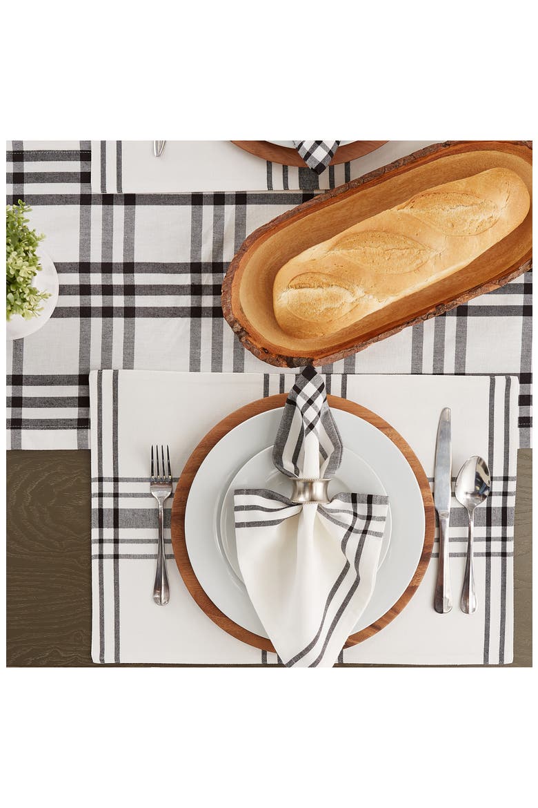 Home Sweet Farmhouse Plaid Set of 4 Placemats, Alternate, color, BLACK