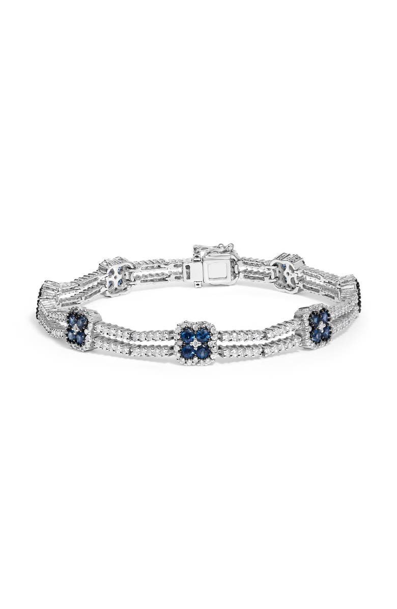 Haus of Brilliance 18K Gold 2 3/4 Ct Diamond & Sapphire Double Row Link Bracelet, Main, color, White