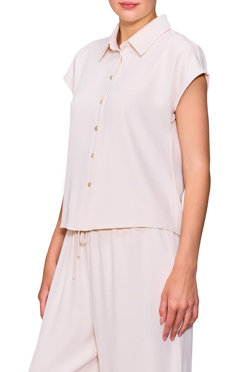 MELLODAY Cap Sleeve Button-Up Shirt, Alternate, color, Bone