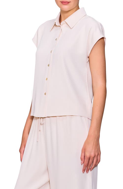 Melloday Cap Sleeve Button-up Shirt In White