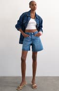 Topshop Editor Mid Rise Cotton Denim Shorts
