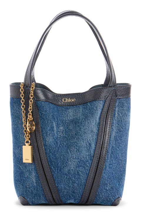 Small Spin Denim Crossbody Tote