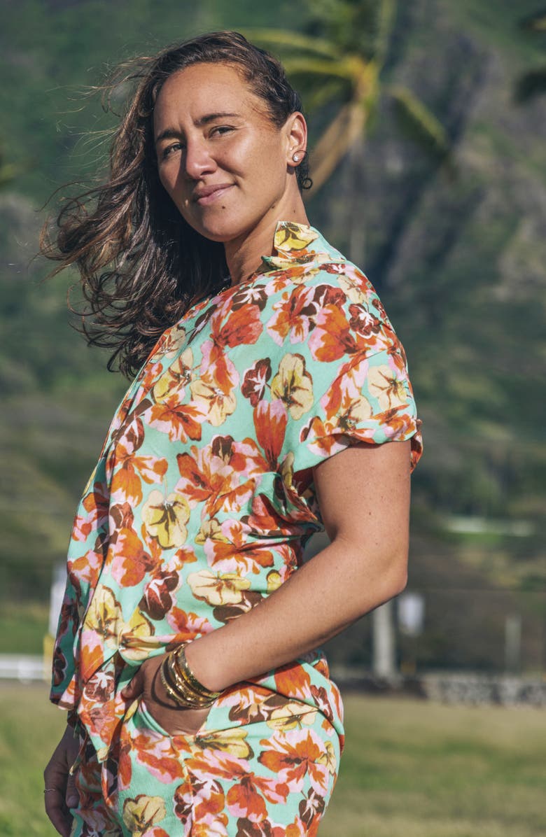 Hurley Ginko Clouds Floral Button-Up Shirt, Alternate, color, Ginko Green