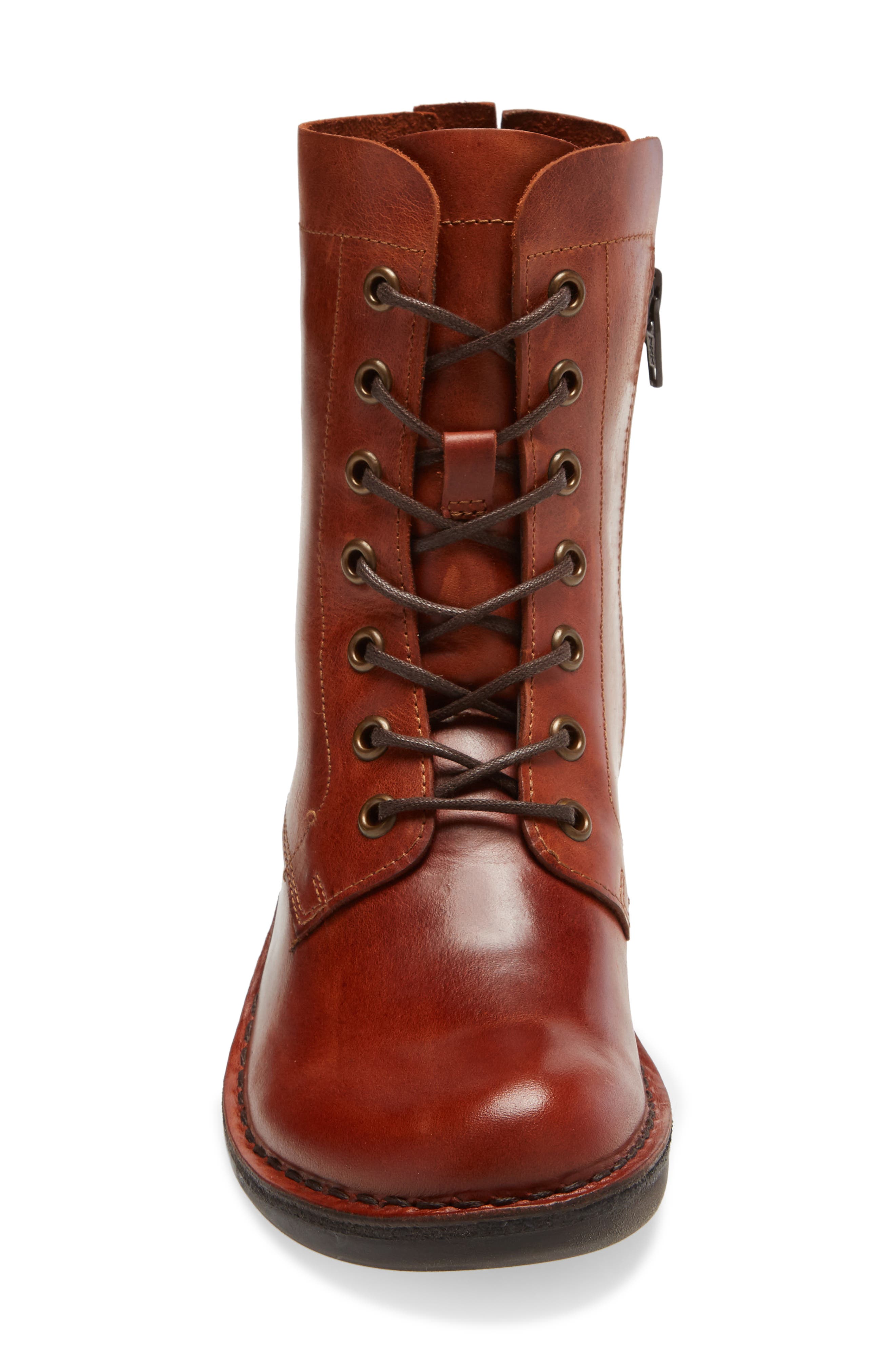 Milu Lace-Up Leather Boot, Alternate, color, BRICK LEATHER