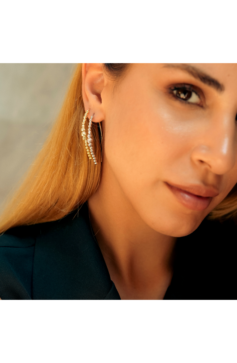 Spero London Beaded Pull Through Sterling Silver Earrings, Alternate, color, Silver