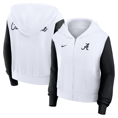 Women's Nike White Alabama Crimson Tide Cropped Beyond Capability Color-Block Script Full-Zip Hoodie