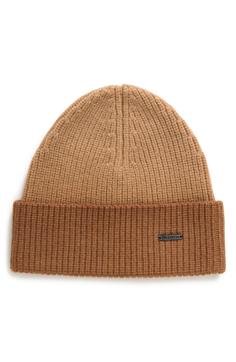 JW Anderson Gradient Ombré Cuff Merino Wool Rib Beanie, Main, color, 