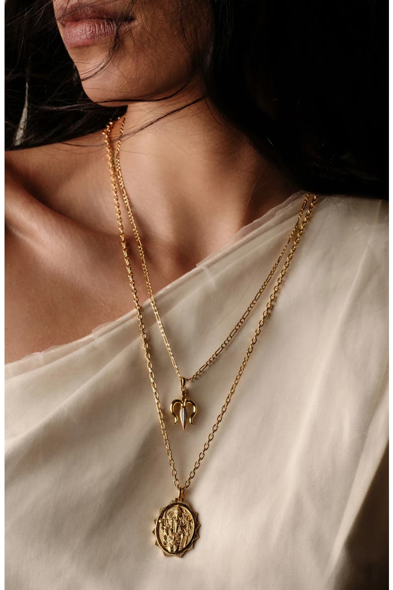 Mother-of Pearl Trident Pendant Necklace, Alternate, color, 14K GOLD VERMEIL