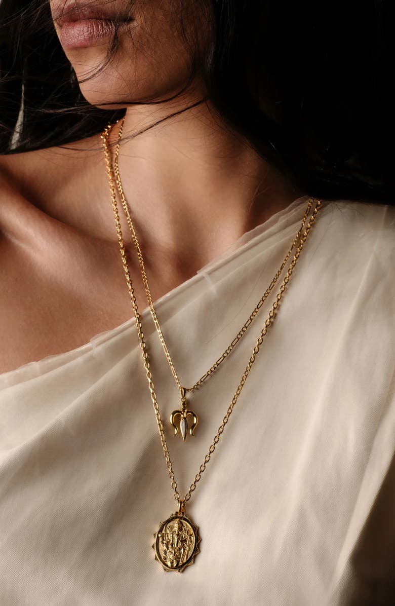 Awe Inspired Mother-of Pearl Trident Pendant Necklace, Alternate, color, 14K Gold Vermeil