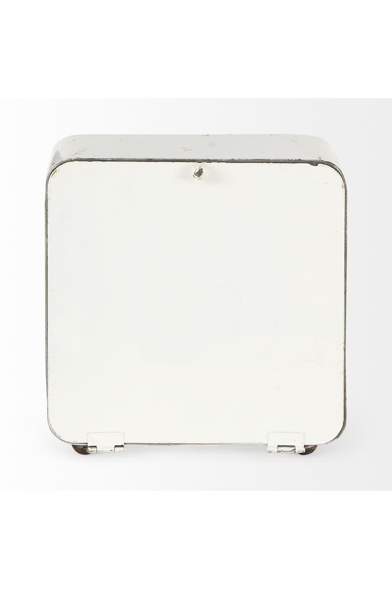 Karl Rustic Iron Rounded Square Table Clock, Alternate, color, White
