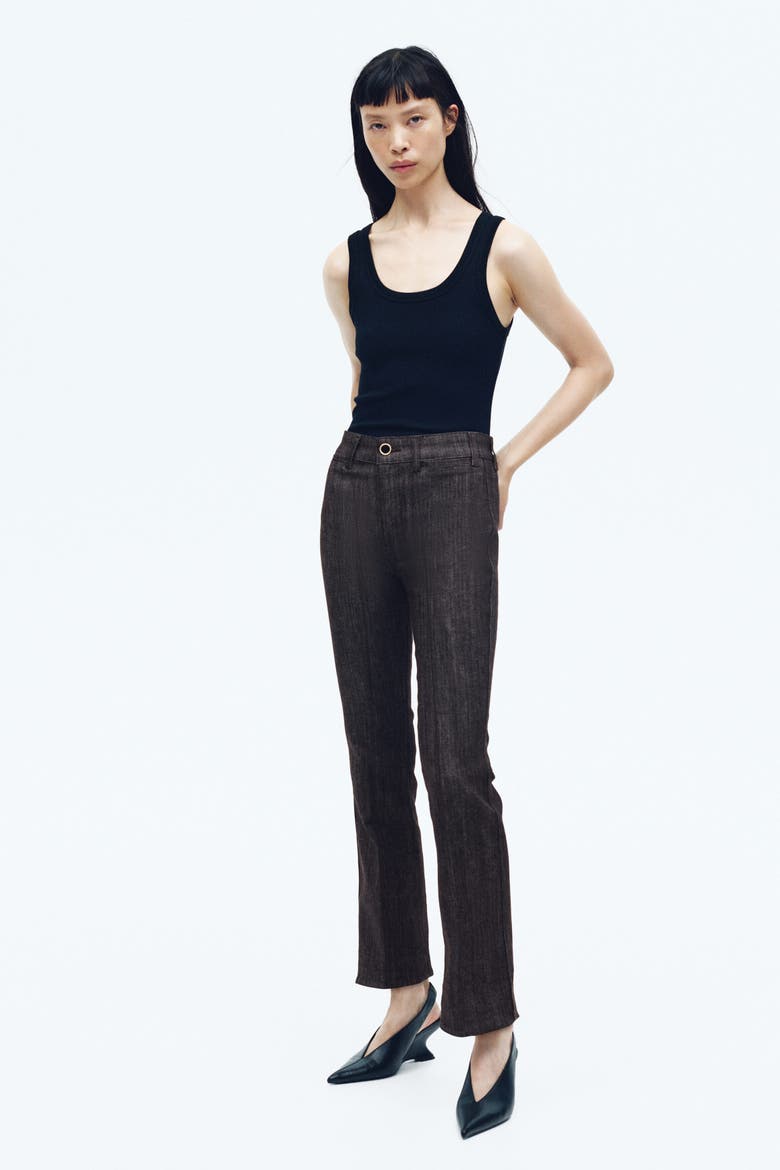 Flared High Ankle Jeans, Main, color, Dark brown