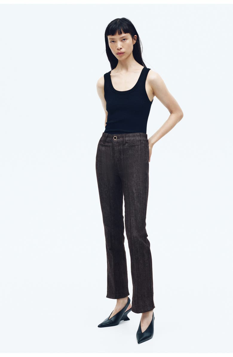 H&M Flared High Ankle Jeans, Main, color, Dark Brown