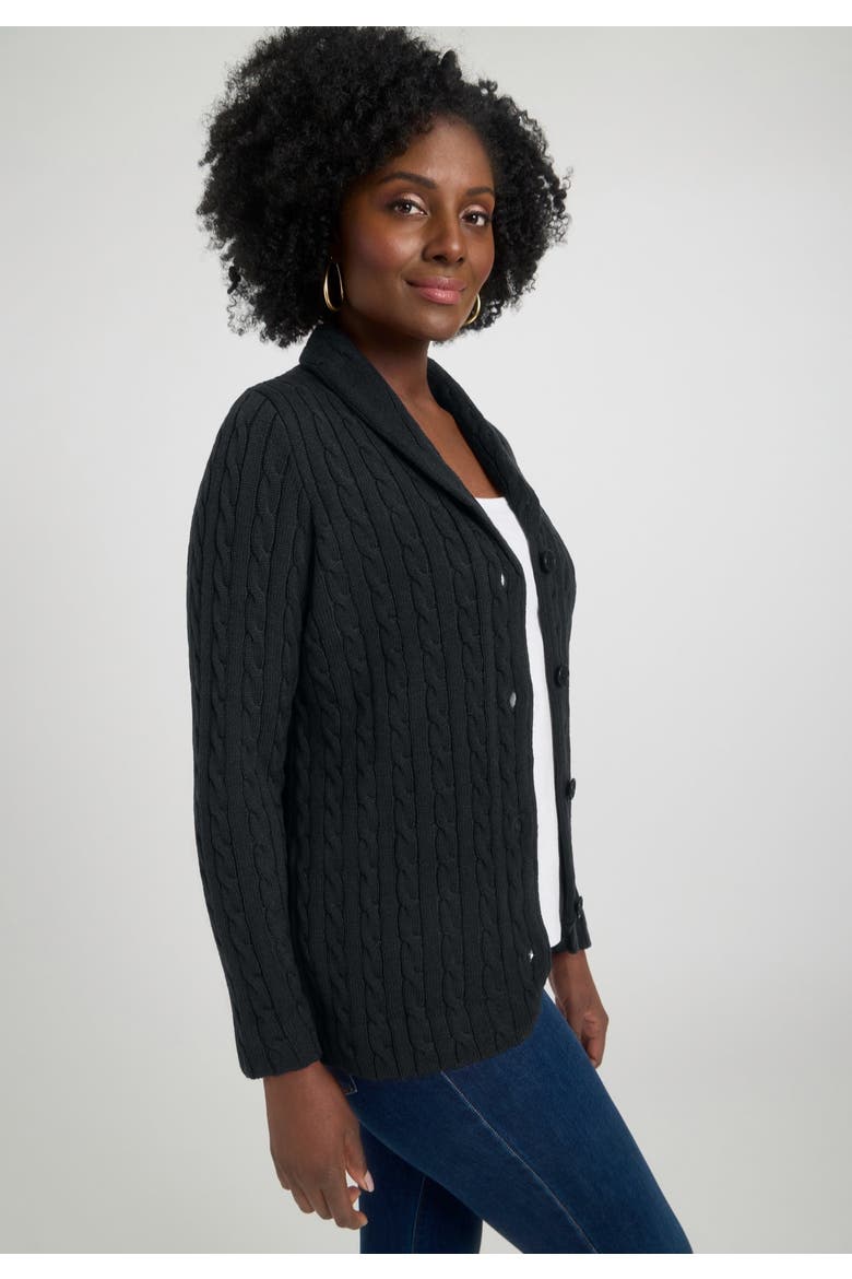 Cable Blazer Sweater, Alternate, color, BLACK