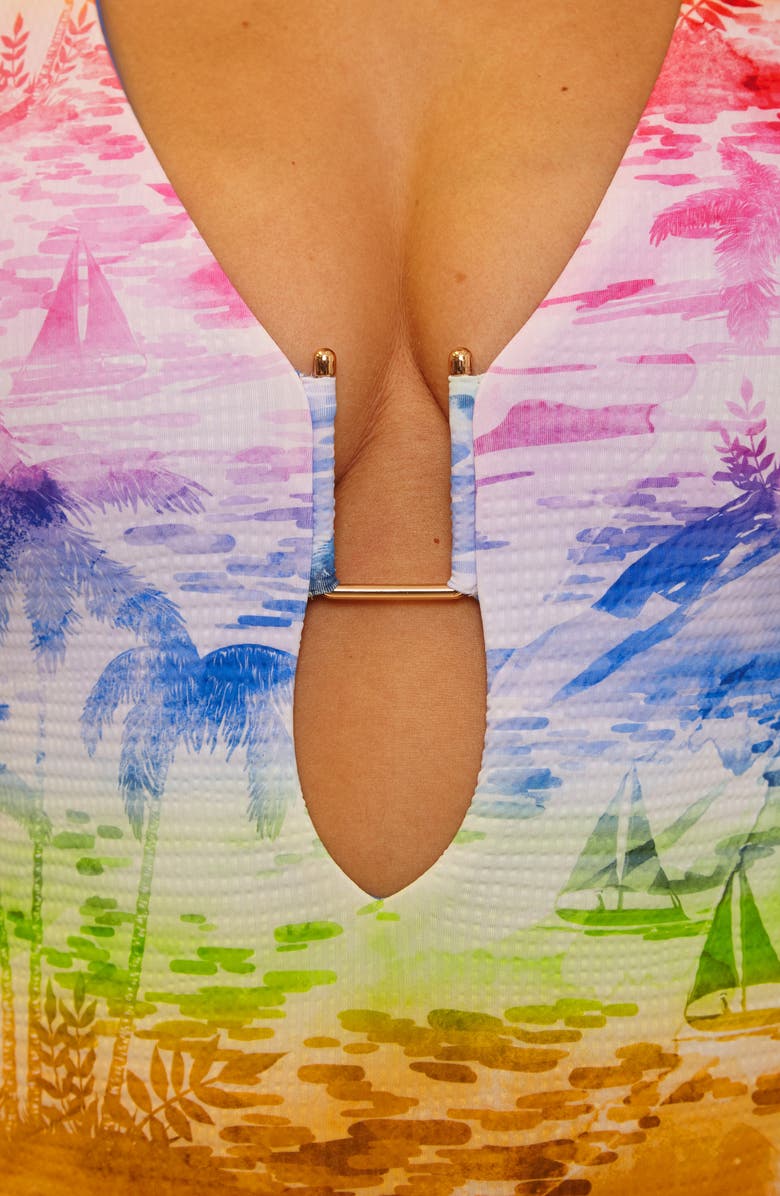 Becca Fiji Plunge Neck One-Piece Swimsuit, Alternate, color, 