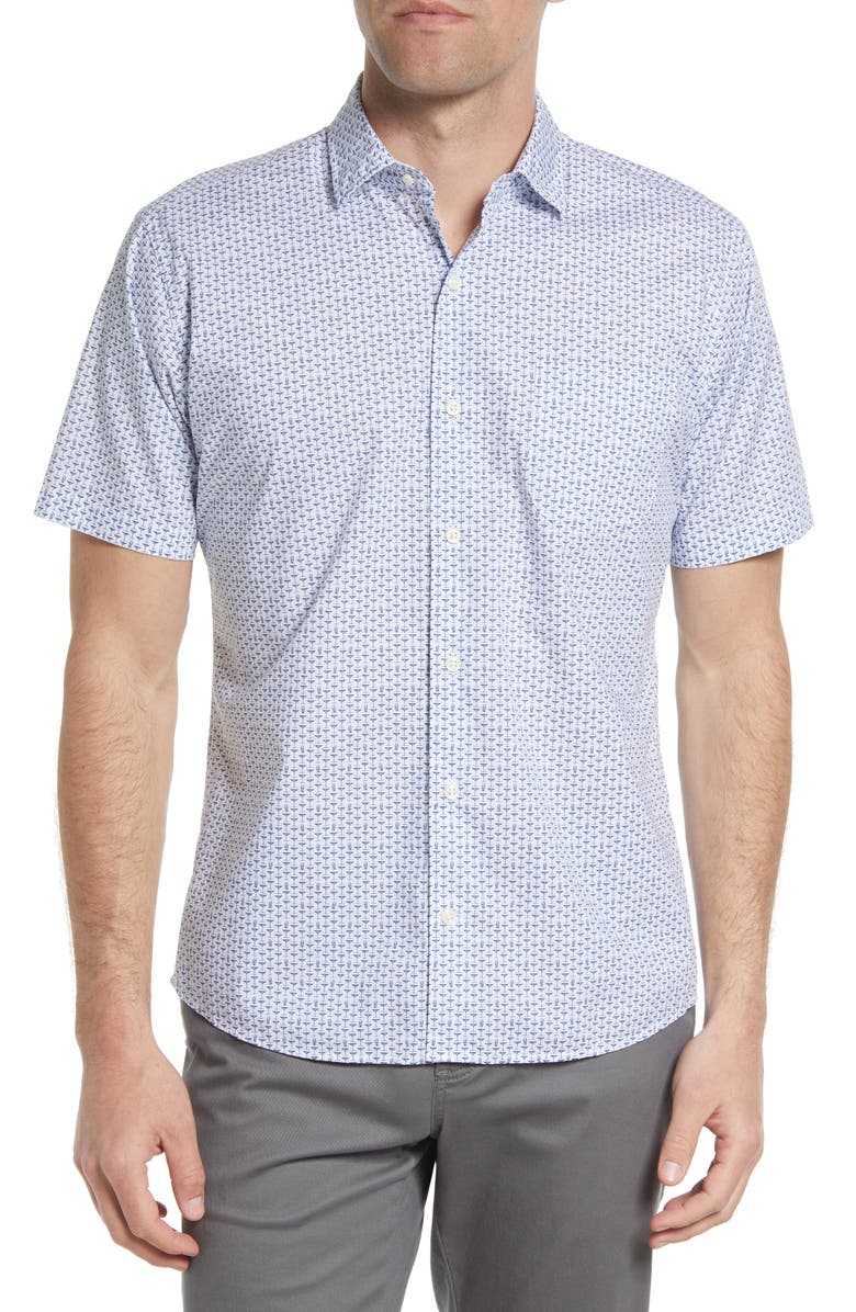 Peter Millar Shaken Stretch Cotton Button-Up Sport Shirt, Main, color, 