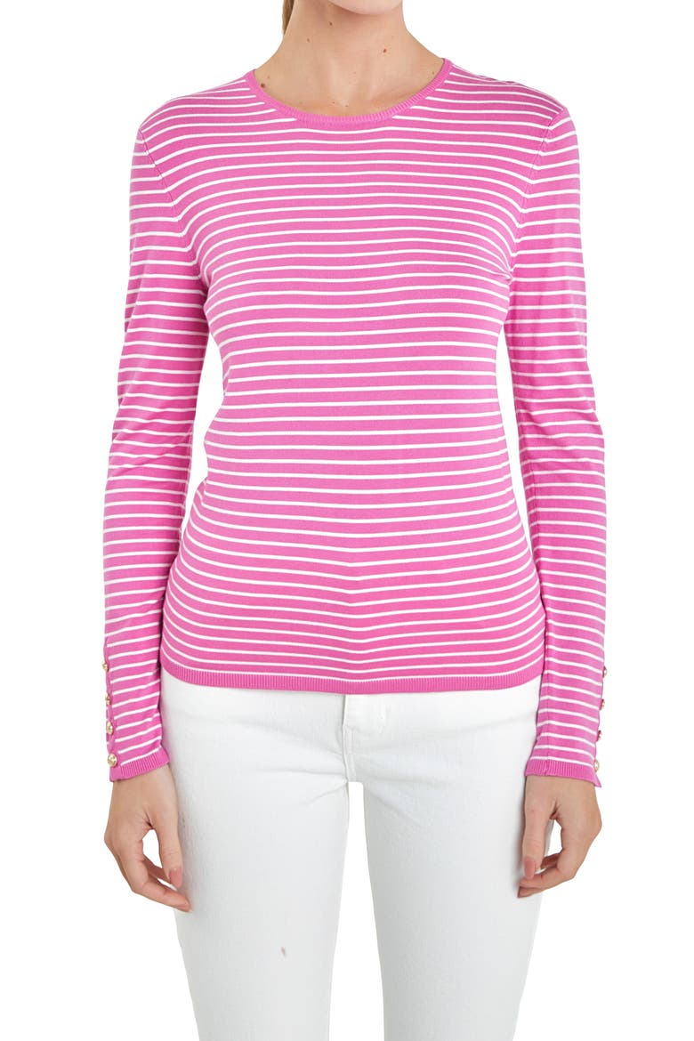 Stripe Sweater, Alternate, color, PINK/ WHITE