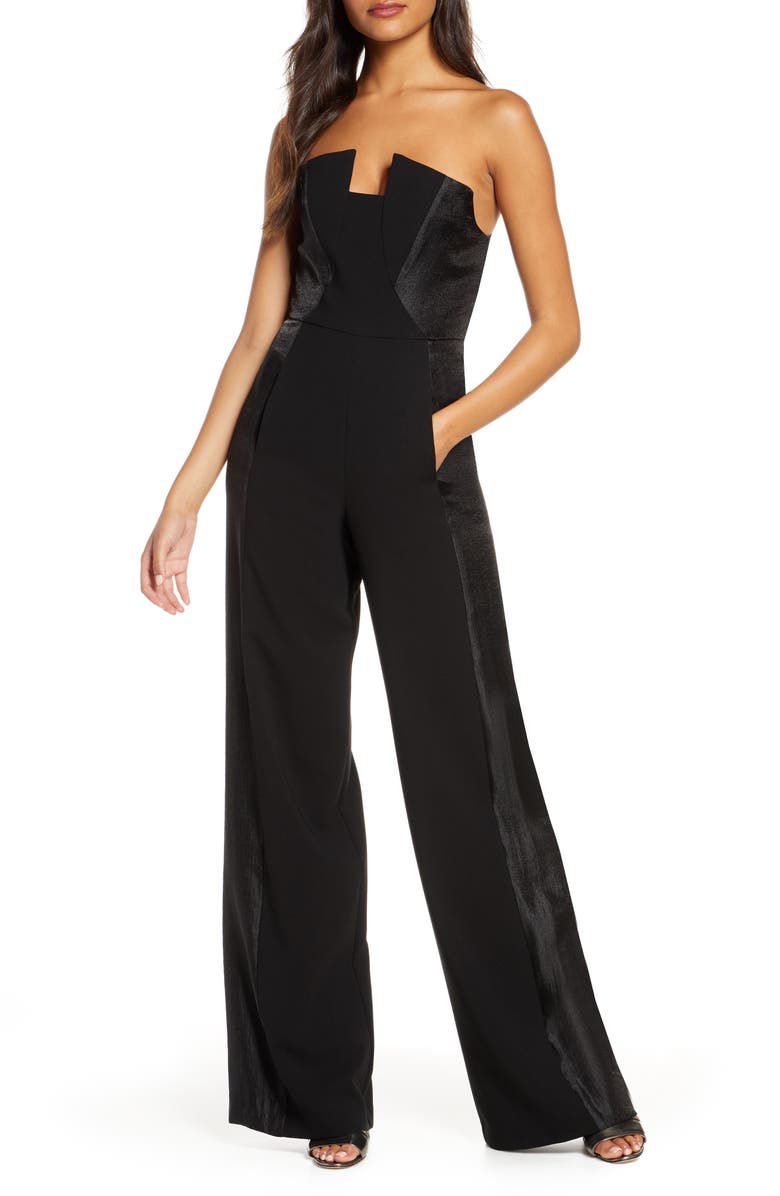 Black Halo Lena Strapless Jumpsuit, Main, color,