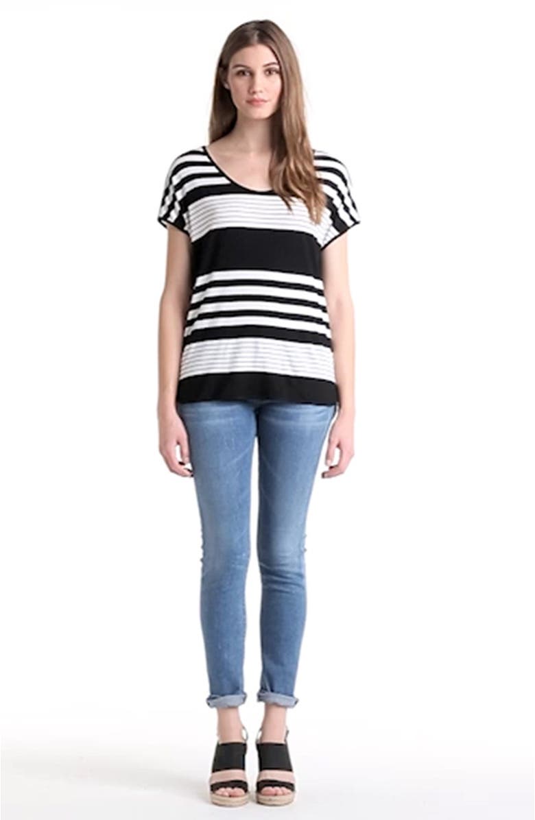 GIBSONLOOK Gibson Button Back Short Sleeve Stripe Tee, Alternate, color, 