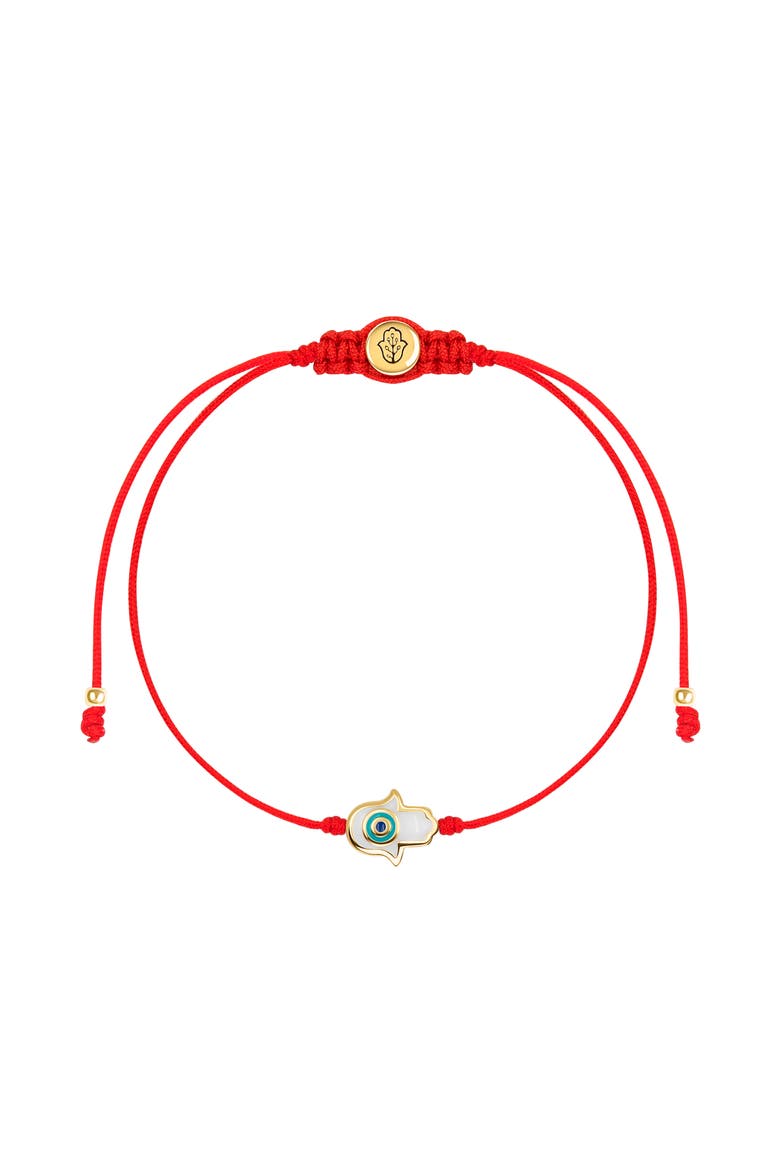 White Enamel Hamsa Women's Red String Adjustable Bracelet - Charismatic Personality, Main, color, Red/gold/white/turquoise