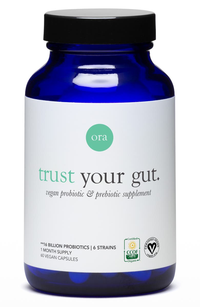 ora organic Trust Your Gut Vegan Probiotic & Prebiotic Dietary Supplement, Main, color, 