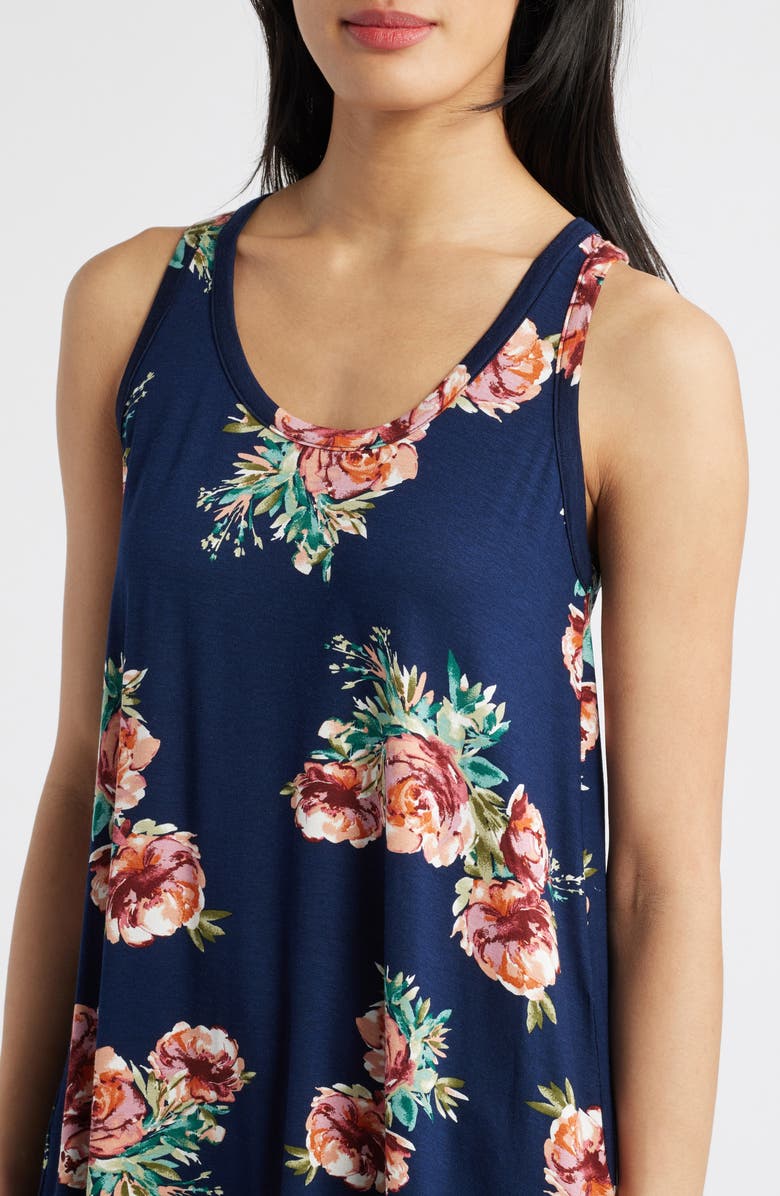 Loveappella Floral Knit Swing Tank, Alternate, color, Navy Floral