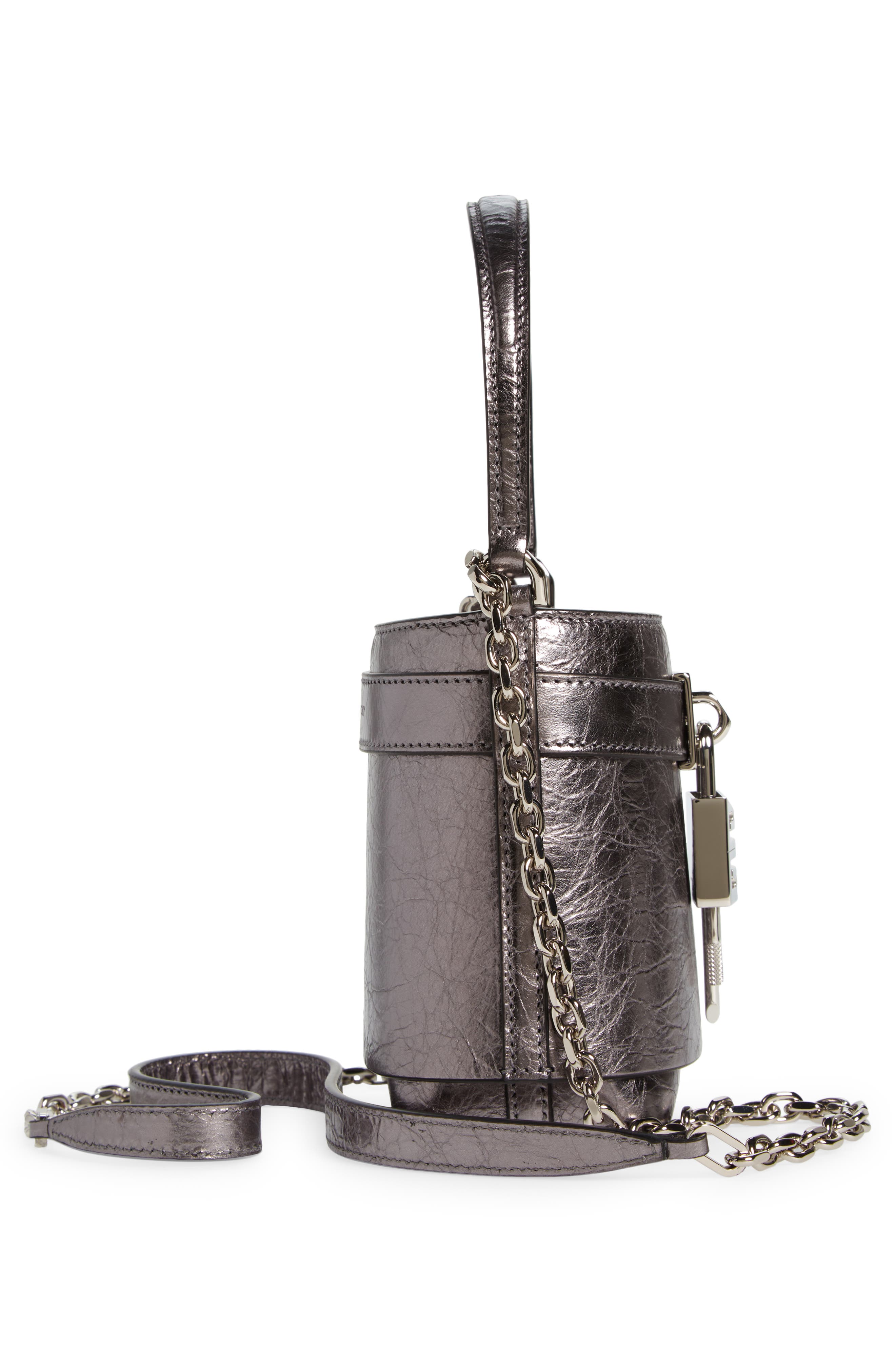 Givenchy Micro Shark Lock Lambskin Leather Bucket Bag, Alternate, color, 