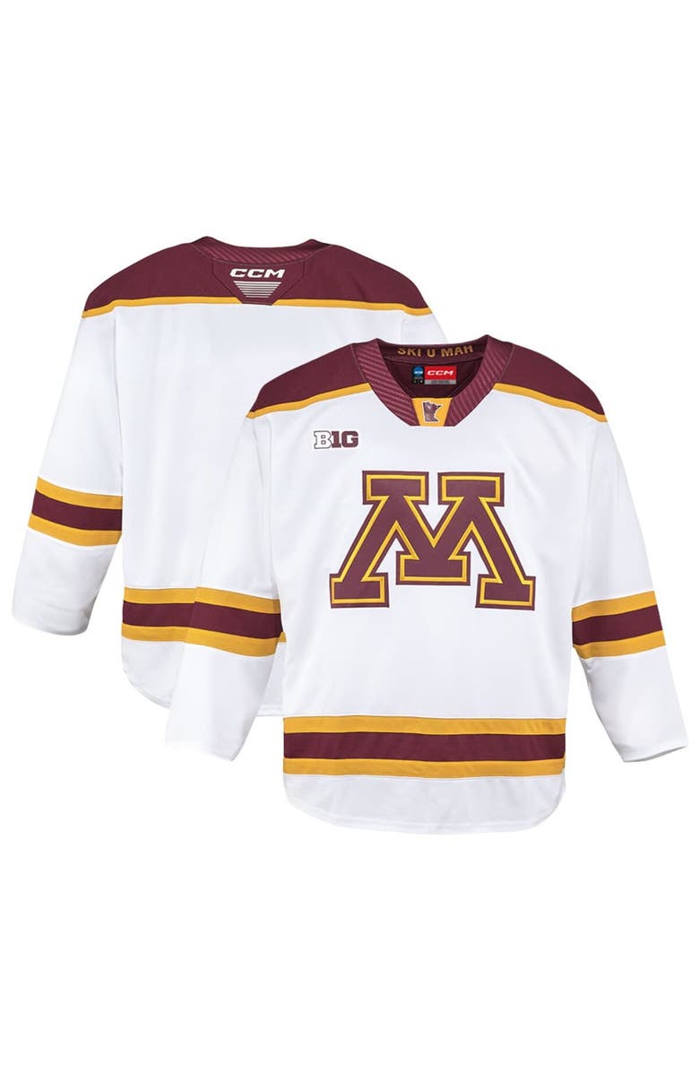 CCM Men's CCM White Minnesota Golden Gophers Away Replica Hockey Jersey, Main, color, White