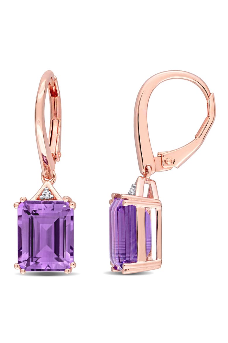 Gemstones Octagon Drop Earrings, Main, color, Amethyst/Rose-Plated