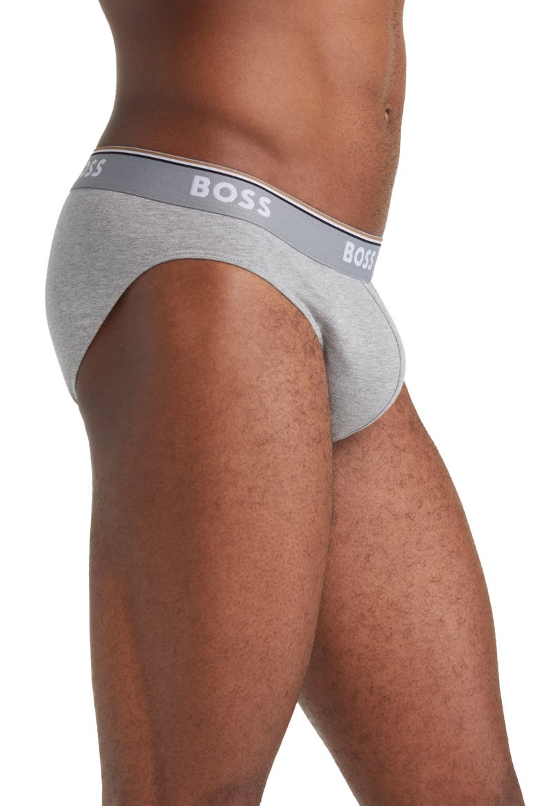 Assorted 3-Pack Power Cotton Stretch Jersey Briefs, Alternate, color, WHITE/ BLACK/ GREY