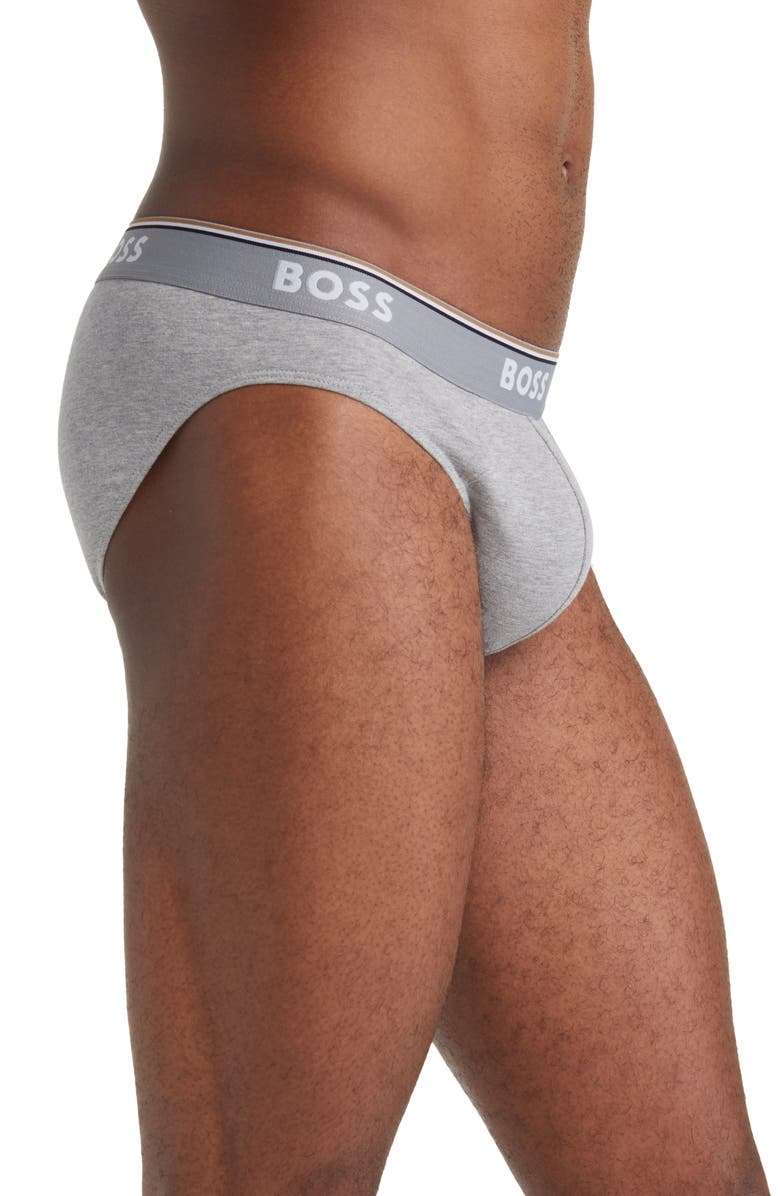 BOSS Assorted 3-Pack Power Cotton Stretch Jersey Briefs, Alternate, color, White/ Black/ Grey