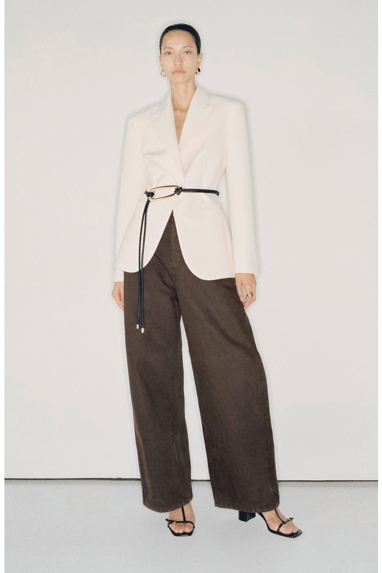 High Waist Barrel Jeans, Alternate, color, CHOCOLATE