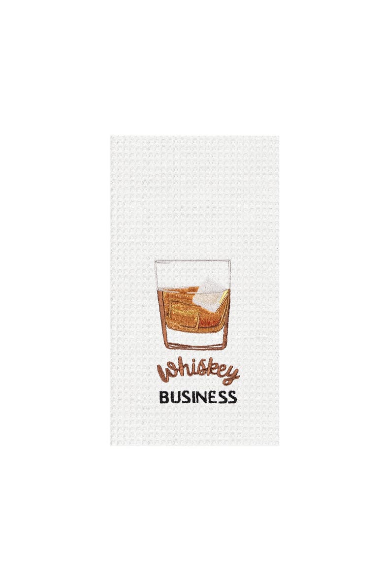 "Whiskey Business" Waffle Weave Dishtowel, Main, color, Brown