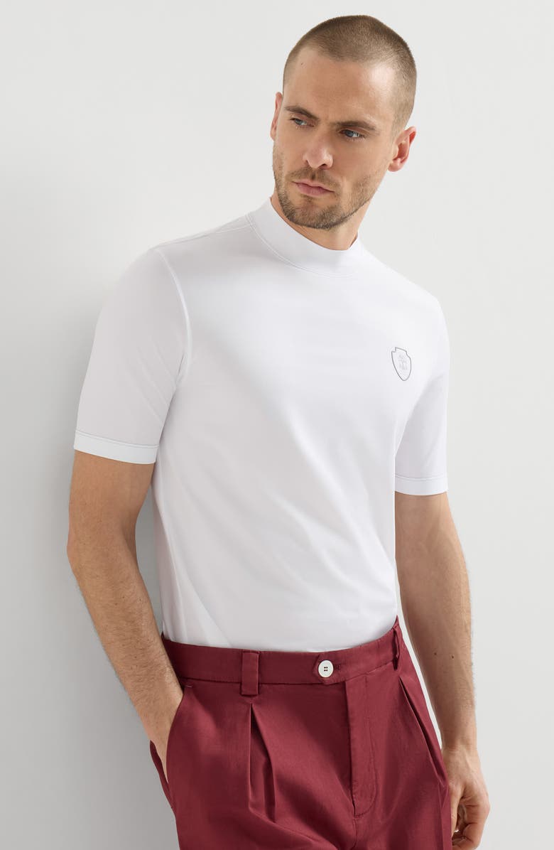 Brunello Cucinelli Piqué T-shirt with logo, Alternate, color, White