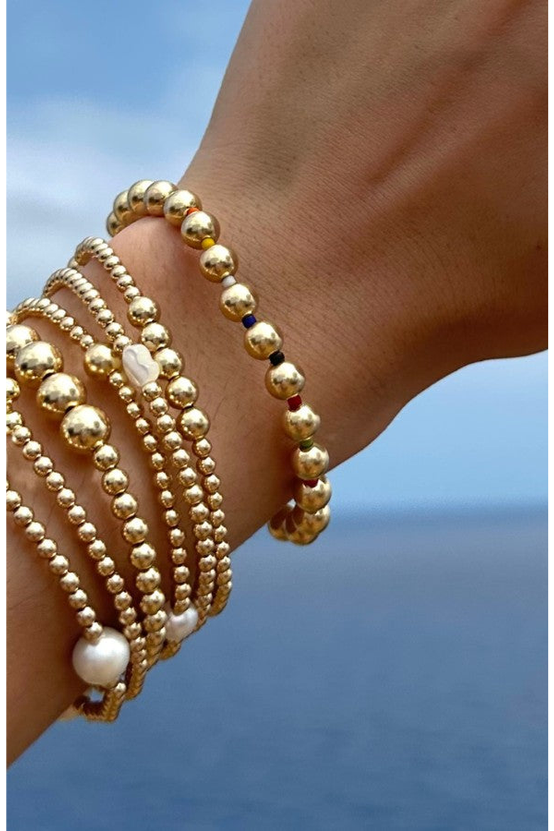 Bead 8-Pearl Bracelet, Alternate, color, Gold / Pearl